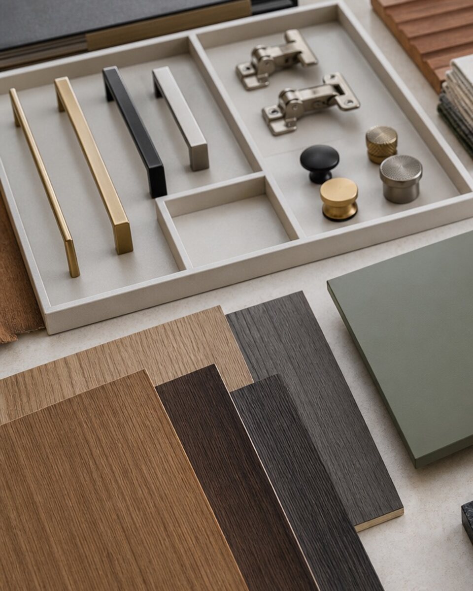 Premium handles, hinges, and furniture hardware samples